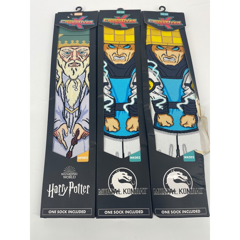 Crossover Sox Harry Potter Dumbledore Mortal Kombat Raiden Socks Lot 3 One Size